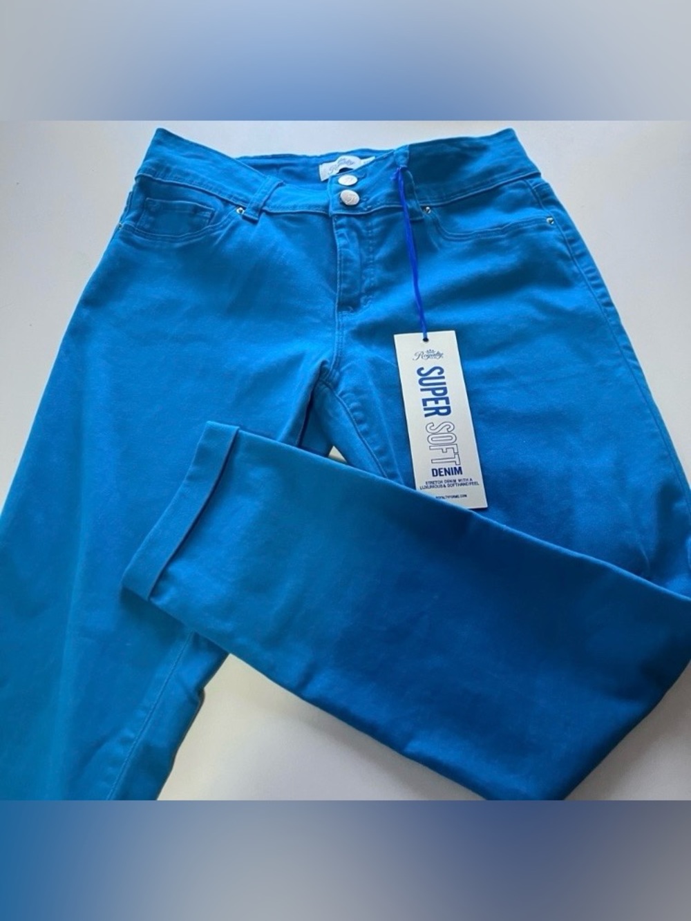 Royalty For Me Super High Rise Super Soft Slim Ankle Skinny Jeans Turquoise Sz 6
